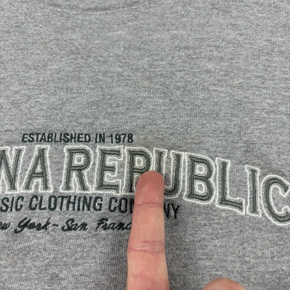 Vtg‎ Banana Republic Sweatshirt Mens Large Gray Embroidered Distressed 90s USA